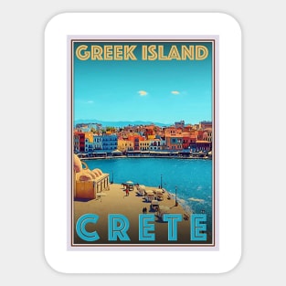 Greek Island Crete Vintage Travel Art Sticker